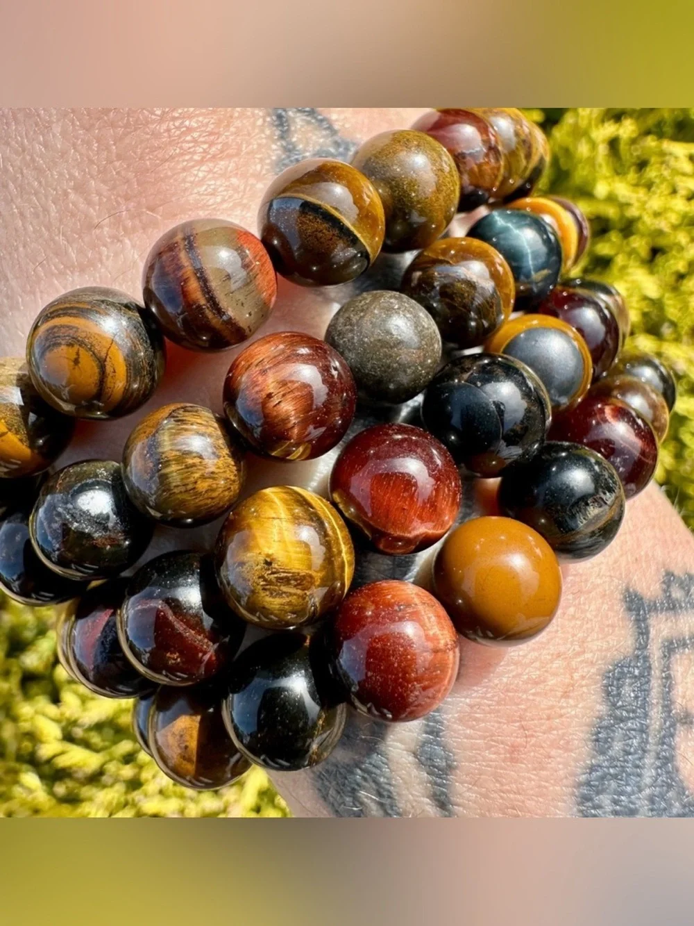 8mm Mix Natural Tiger's Eye Beaded Bracelet